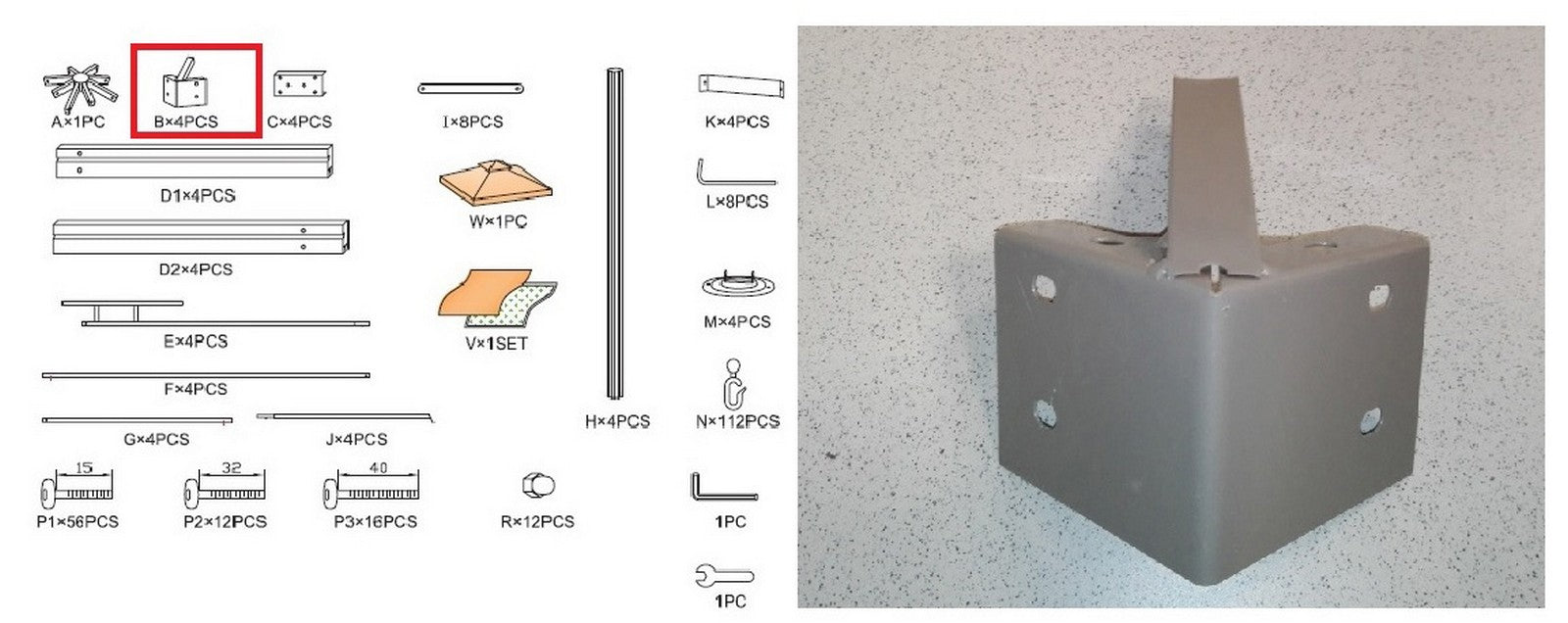 gazebo in alluminio sahara 4x4(angolare b) cod:ferx.602198