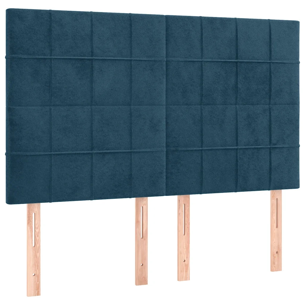 Giroletto a Molle con Materasso Blu Scuro 140x200 cm in Velluto