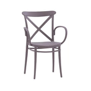 Set 2 poltrone polipropilene con braccioli tortora 57x52x85 - Mobili 2G