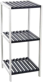 SCAFFALE IN LEGNO BICOLORE CON 3 RIPIANI 34 X 33 X H80CM BIANCO E MARRONE SCURO