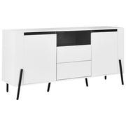 Credenza in legno massiccio bianco 3 cassetti gambe in metallo design moderno