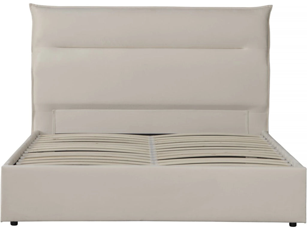 Letto in velluto "Isola" con contenitore - 160 x 200 cm - Beige
