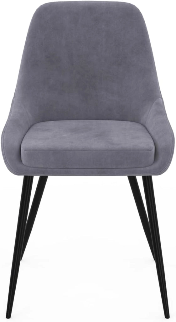 Set di 4 sedie THALYA in velluto grigio chiaro con braccioli