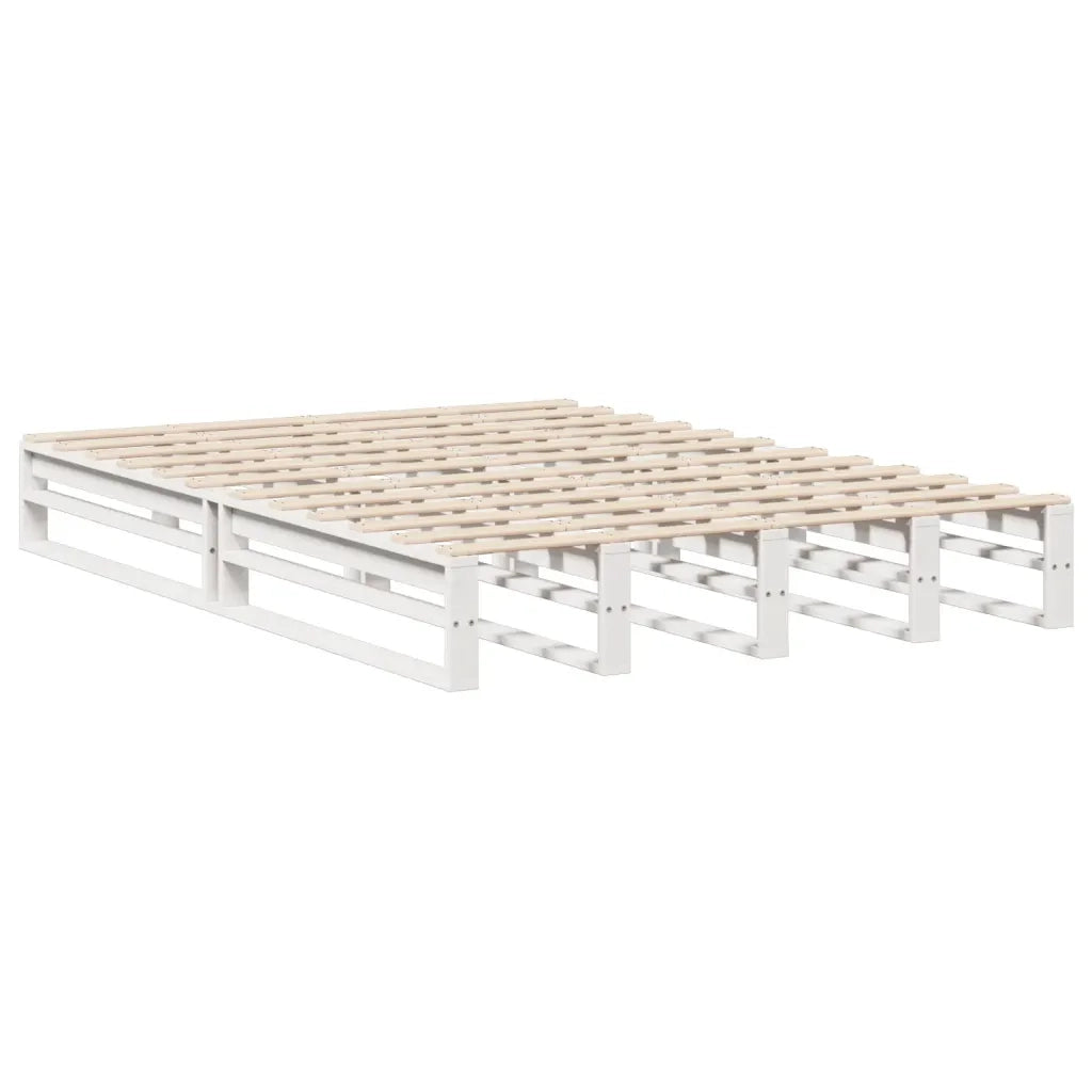 Letto Libreria senza Materasso Bianco 135x190 cm Legno Massello 3323894