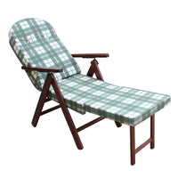 Poltrona 4 Posizioni Relax Faggio con Cuscino e Prolunga 84/40x 60x100 h cm in Cotone Verde