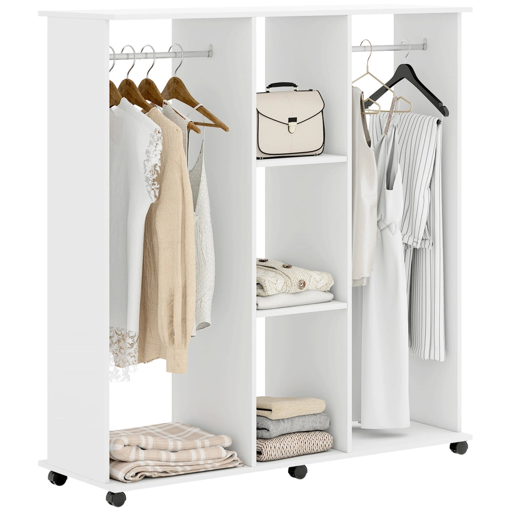 Armadio scorrevole con ruote ¨C zephmum ¨C bianco legno 120x40x128 cm