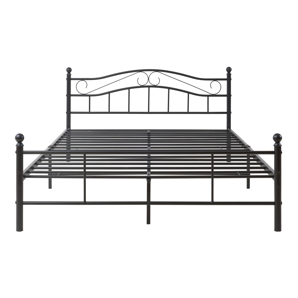 Letto Francese Florenz in Acciaio con Testiera Alta Decorativa 140 x 200 cm Nero [en.casa]