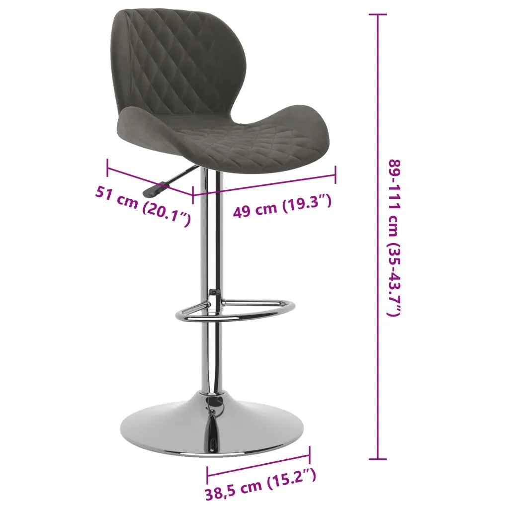 Sgabelli da Bar 2 pz Grigio Scuro in Velluto cod mxl 57327