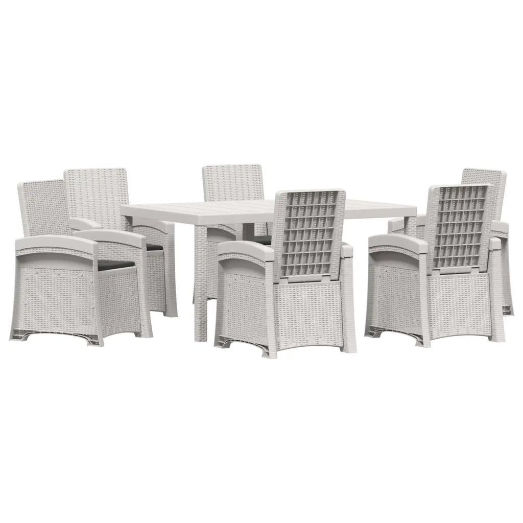 Set da Pranzo per Giardino 7 pz Bianco e Antracite PP 3430144