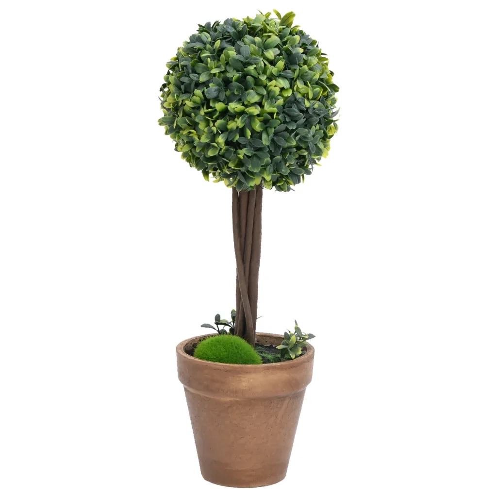 Piante di Bosso Artificiale 2 pz a Sfera con Vaso Verde 33 cm CFW3417183