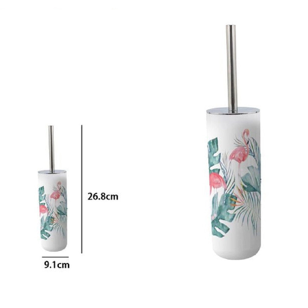 Trade Shop - Portascopino In Plastica 9.1x26.8cm Scopino Bagno Wc Toilette Fenicotteri 69967 -