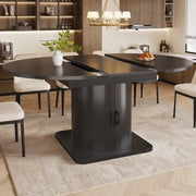 Tavolo da pranzo allungabile con contenitore, ripiani estraibili e portabicchieri, in MDF e metallo, nero