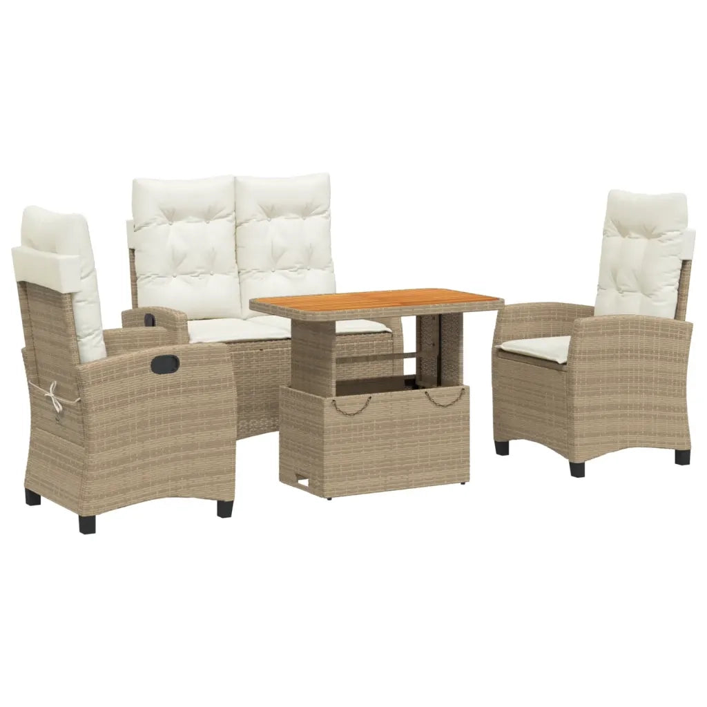 Set da Pranzo da Giardino 4 pz con Cuscini Beige in Polyrattan 3277419