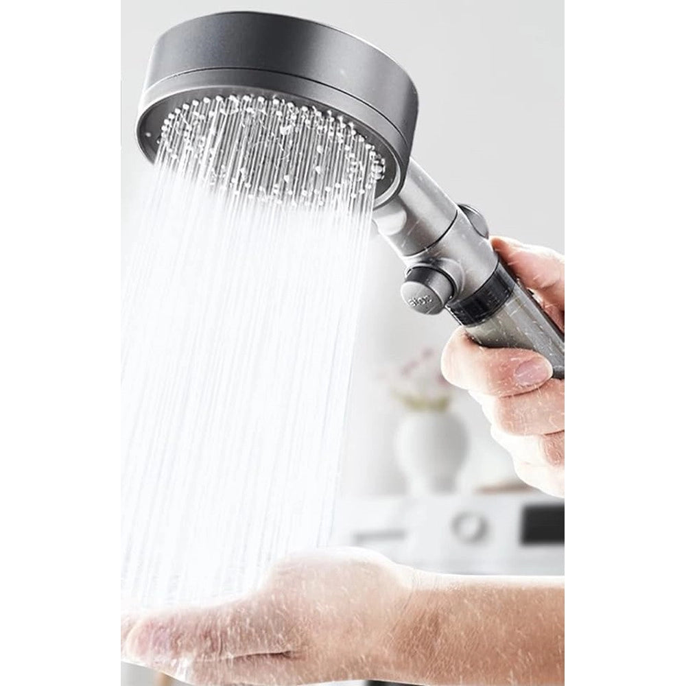 Trade Shop - Doccetta Multigetto Soffione Doccia Filtrato Bagno Pulsante Moderno Filtro Grigio 87528 -