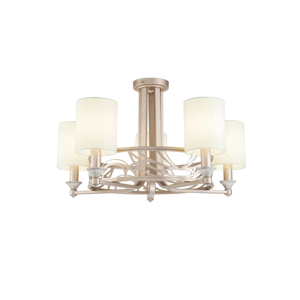 Lampadario House in Metallo Vittoria Crema con Oro
