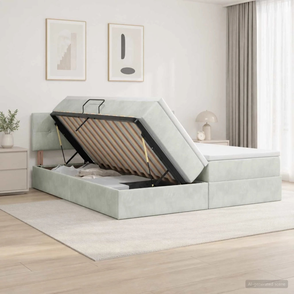 Letto con contenitore LED e materasso Grigio Chiaro 3459384