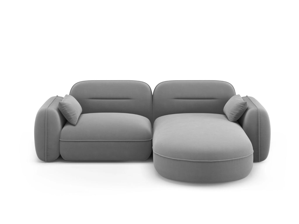 Cosmopolitan Design - Divano angolare modulare destro "Sydney" 3 posti in velluto grigio chiaro 