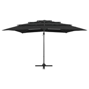 Ombrellone da giardino a quattro livelli con palo in alluminio 250 x 250 cm nero 02_0008790