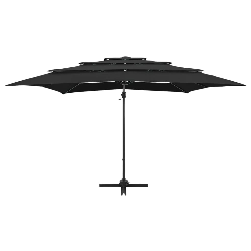 Ombrellone da giardino a quattro livelli con palo in alluminio 250 x 250 cm nero 02_0008790