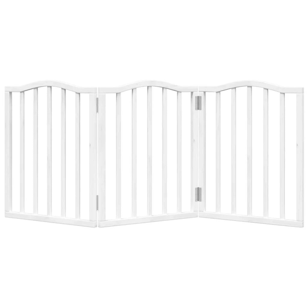 Cancelletto di sicurezza pieghevole a 3 pannelli per cani 150 cm legno di pioppo bianco 02_0023075