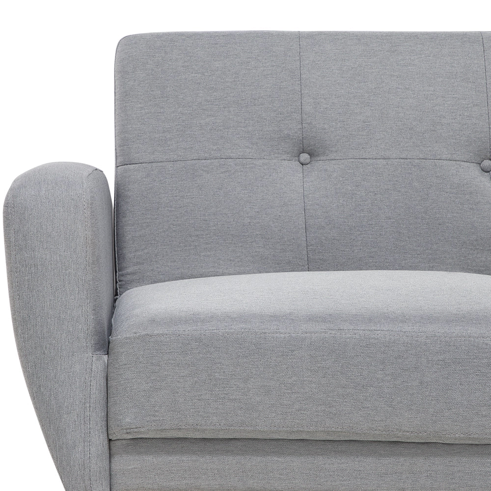 Divano Letto Rivestito In Tessuto Grigio Con Gambe In Legno Trasformabili A 2 Posti Soggiorno Moderno E Minimalista