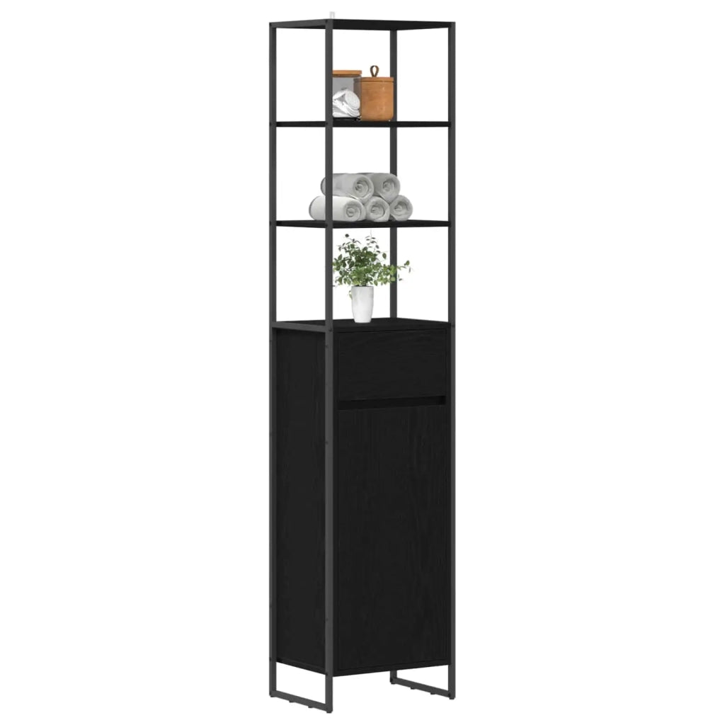 Mobile da Bagno Rovere Nero 40 x 30 x 180 cm Legno multistrato