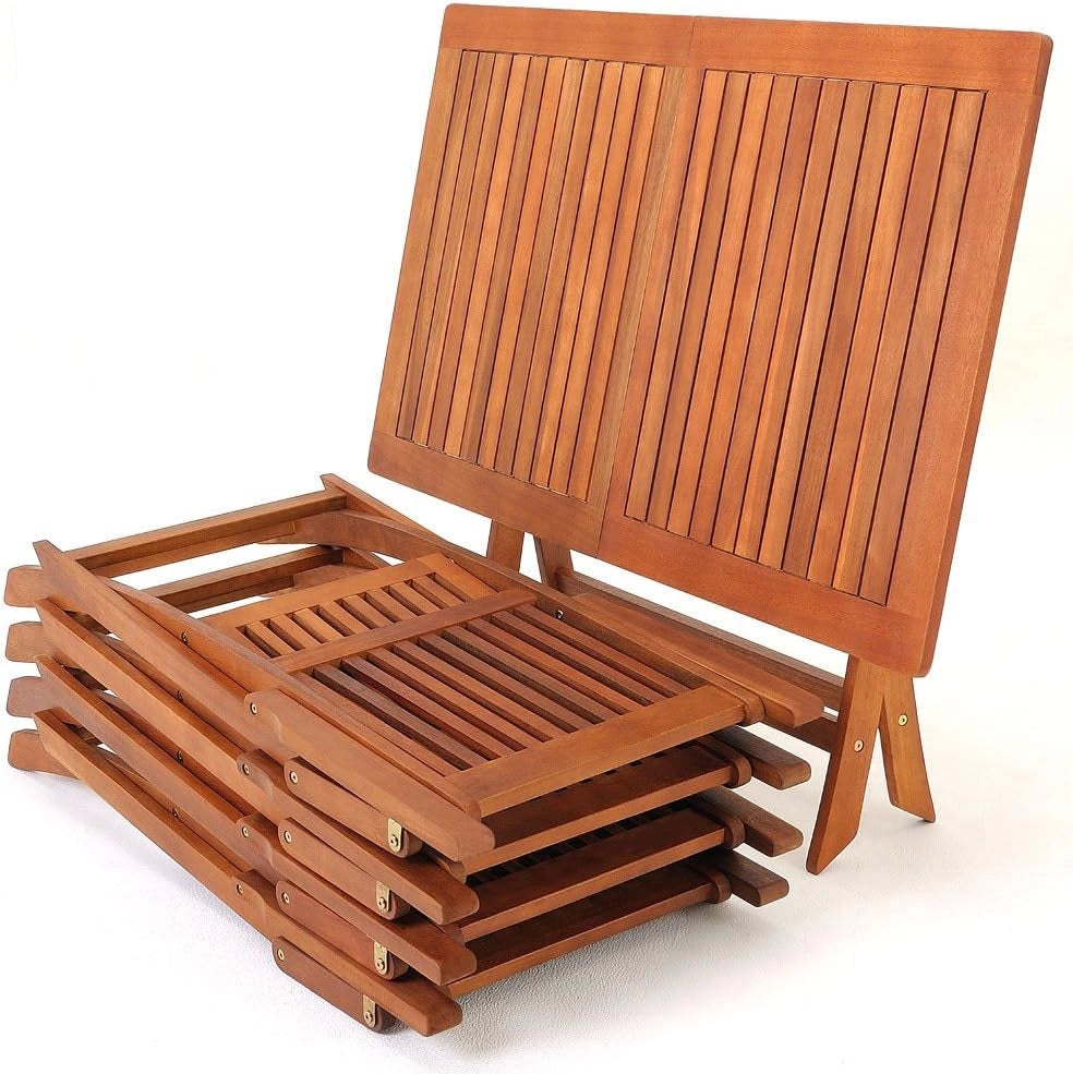 Set Tavolo e Sedie da Giardino in Legno Acacia Certificata FSC 5 Pezzi 4+1 Balcone Terrazza Veranda Mobili da Esterno 120x70x75cm