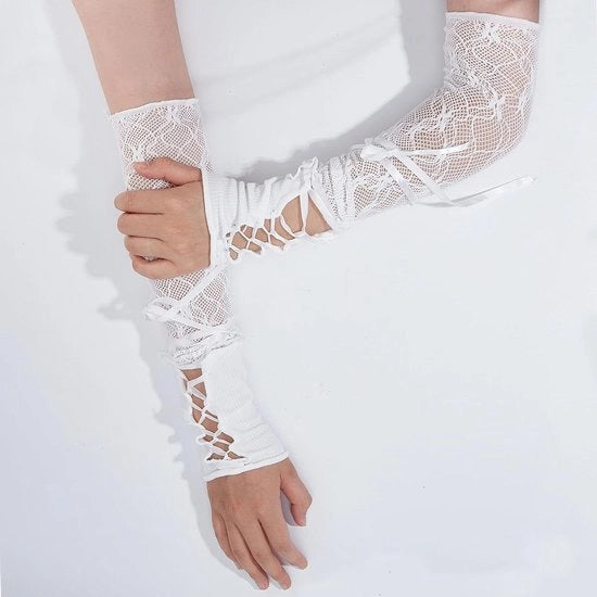 Manopole con dita mancanti con dettagli lacerati per donne - Fiocchi di neve, manopole senza dita, cosplay - Gotico, punk, Halloween.