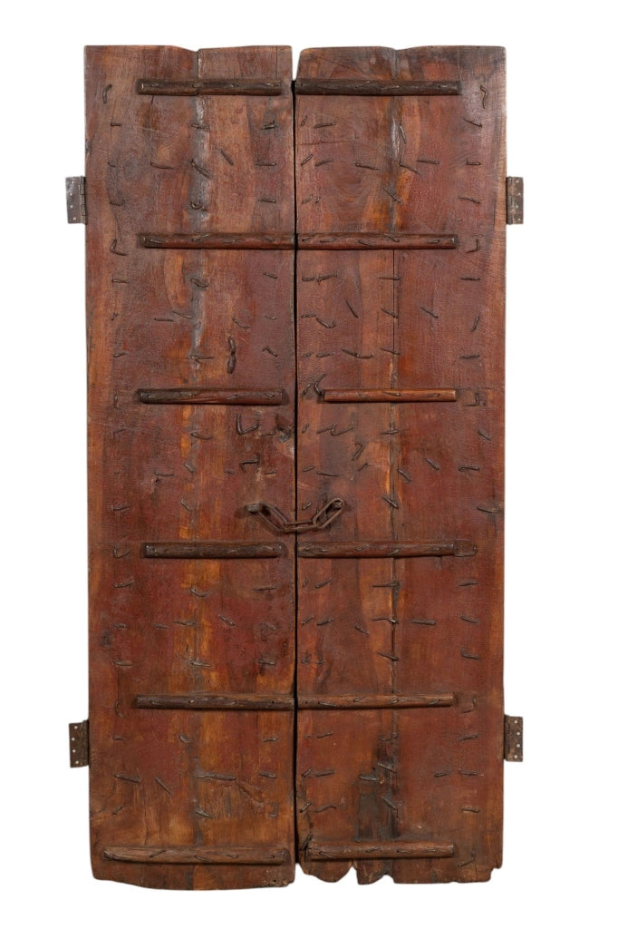 Biscottini Porta portone in legno massello e ferro da interno o da esterno vecchia e antica medievale scorrevole