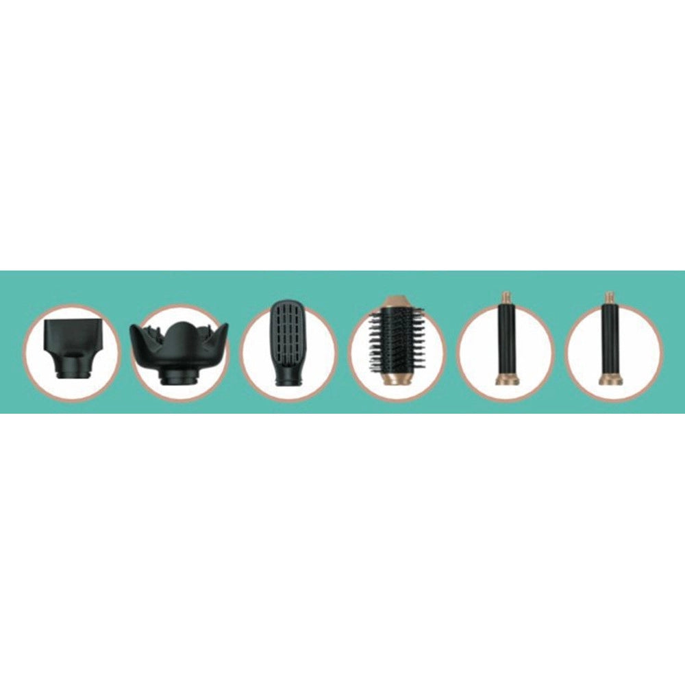 Trade Shop - Asciugacapelli Spazzola Ad Aria Calda Arricciacapelli 6in1 Multifunzione Styling Diffusore -