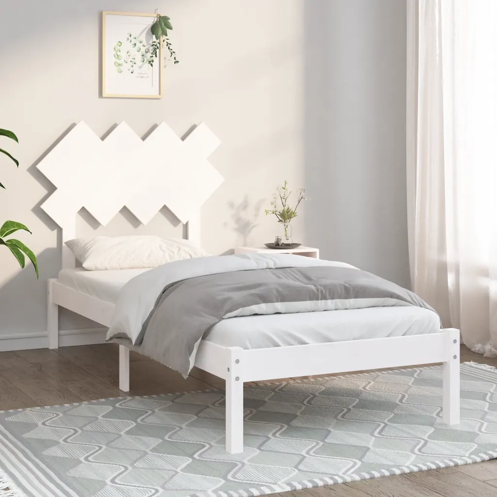 Giroletto-Struttura Letto Bianco 90x190 cm Single in Legno Massello 790511