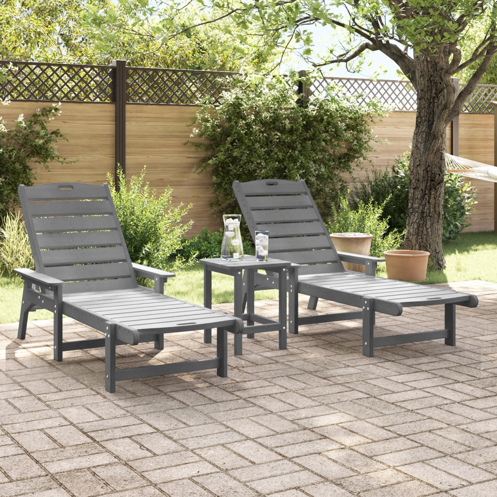 Set Lounge da Giardino 3 Pezzi  Grigio Chiaro HDPE