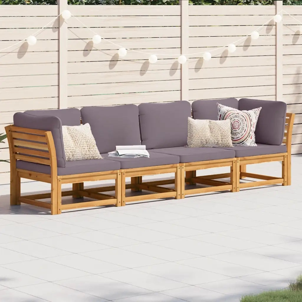 Set Salotto da Giardino 4pz con Cuscini Legno Massello Acacia