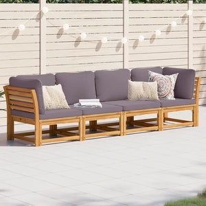 Set Salotto da Giardino 4pz con Cuscini Legno Massello Acacia