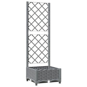 Fioriera rialzata per piante fiori e terrazze con traliccio colore chiaro 40 x 40 x 121,5 cm PP grigio 02_0038355