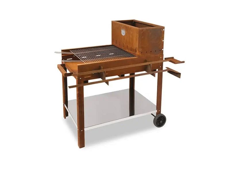 Barbecue a carbone e legna Clementi Super Flipper 60x53 in acciaio Corten