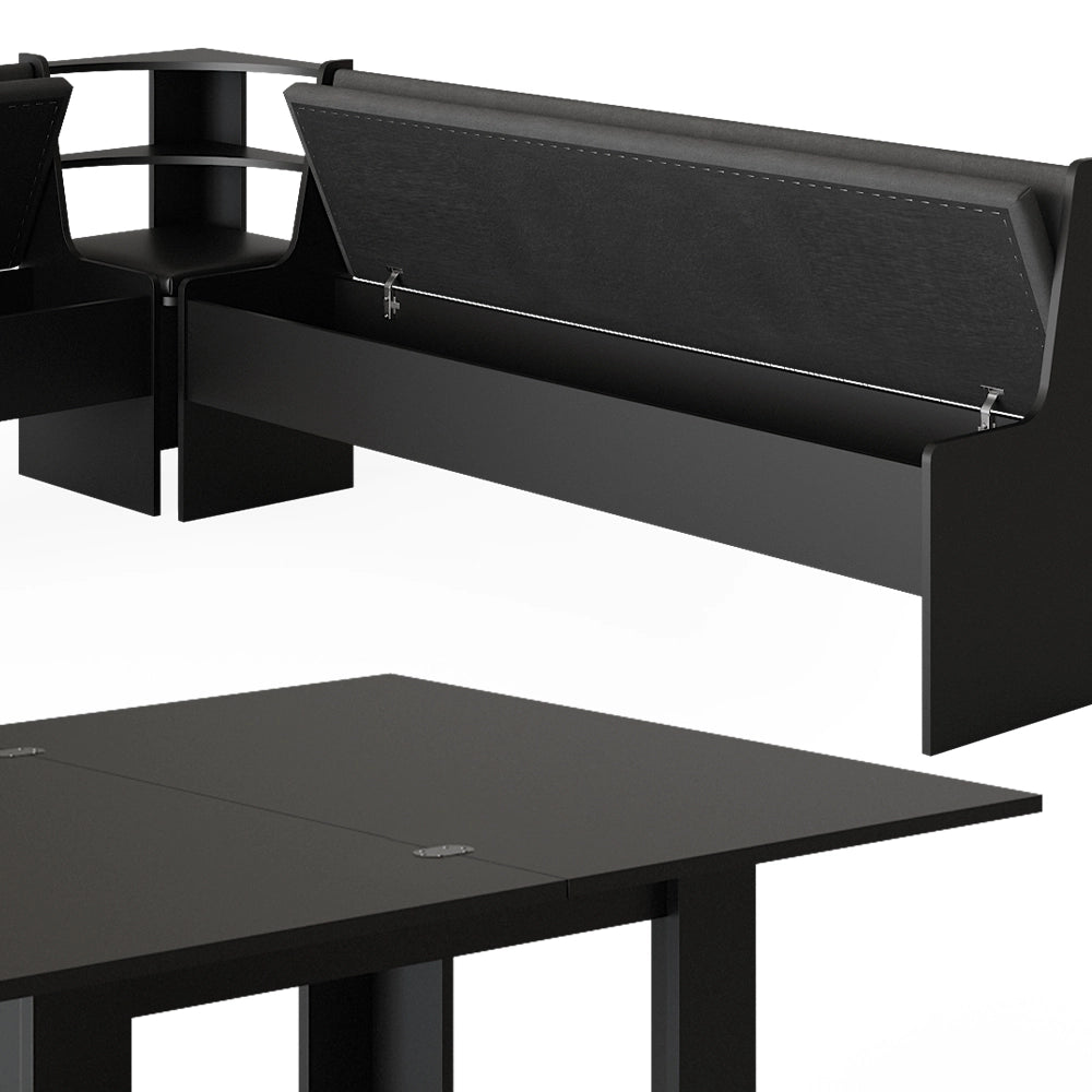 Vicco Gruppo panca ad angolo Nero 210 x 41.5 cm con tavolo