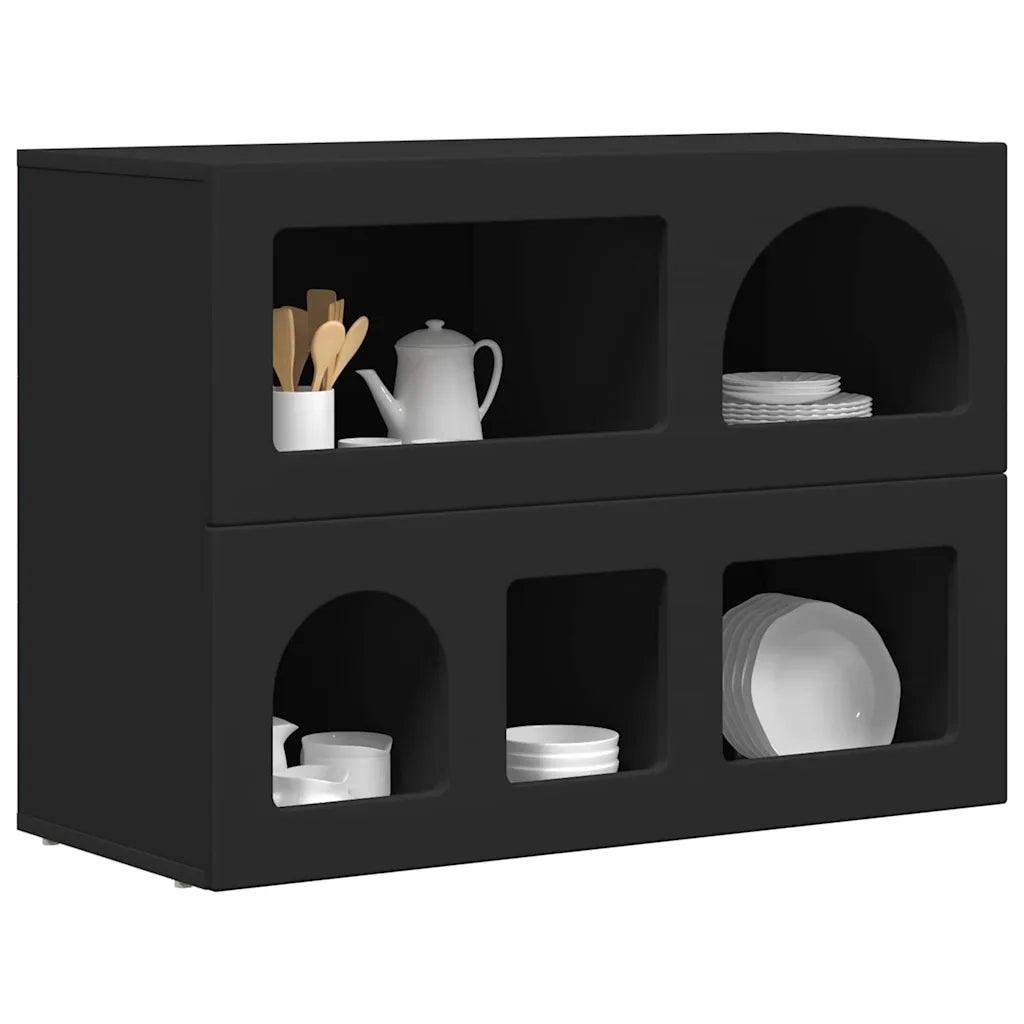 Credenza-Buffet-Armadio da cucina Nero 80.5 x 35 x 59 cm Legno multistrato