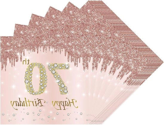 Decorazione da tavola per festa - serviette in carta - 40 pezzi - rosa e oro - per bambine e donne