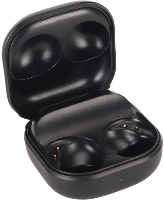 Caricatore portatile 700mAh QI compatibile con Galaxy Buds 2 Pro con connessione Bluetooth e pulsante di sincronizzazione.