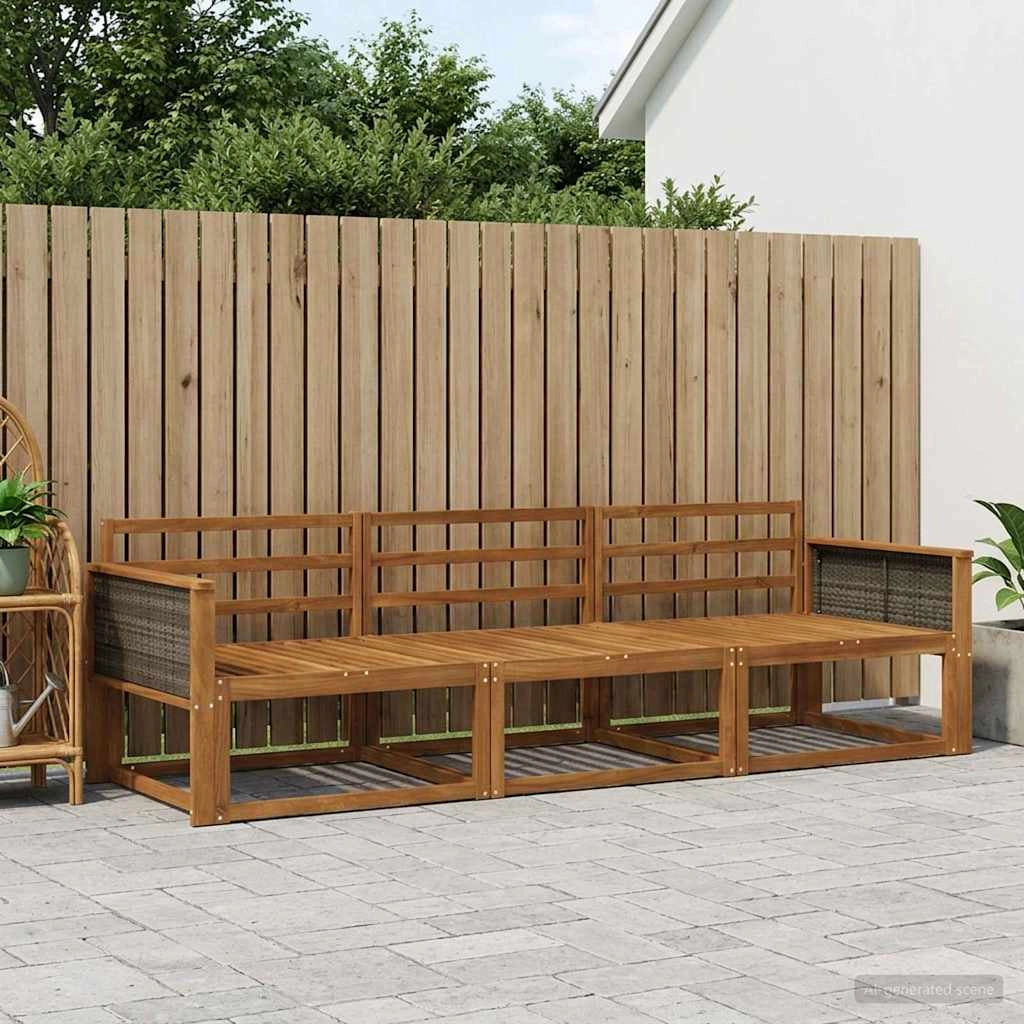 Set di divani da esterno 3 pz Naturale Legno di Acacia Massello 3382297