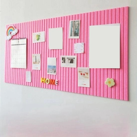 Pannello di appoggio decorativo, display fotografico pieghevole in velluto con adesivo self-adesivo, adatto per scuola, casa, cucina e ufficio - rosa pastello.