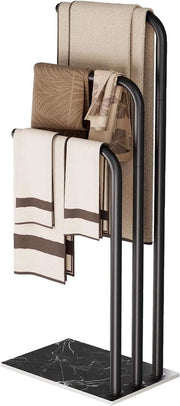 Handdoekenrek in acciaio inossidabile a 3 stanghe - nero - 39 x 26 x 90 cm.