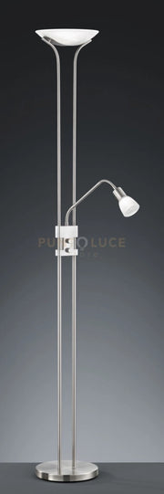 SANTOII LAMPADA DA TERRA LED 19,2W 1800lm - 4,8W 450lm, 3000K COPPA VETRO 2 LUCI  ACCIAIO H.180