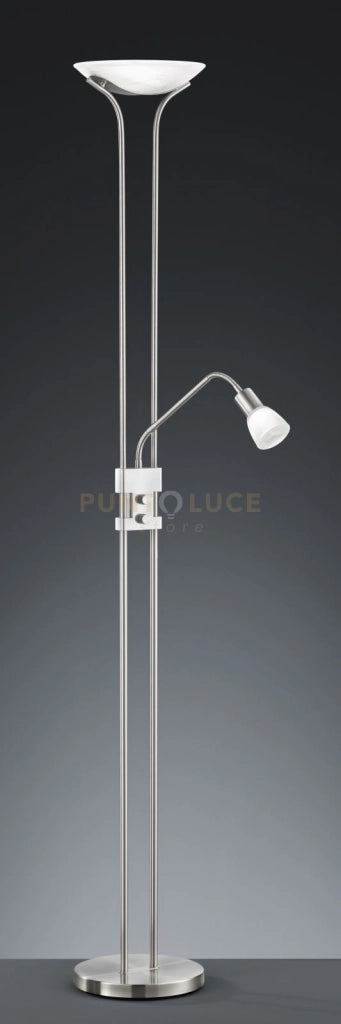 SANTOII LAMPADA DA TERRA LED 19,2W 1800lm - 4,8W 450lm, 3000K COPPA VETRO 2 LUCI  ACCIAIO H.180