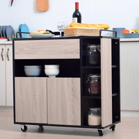 Mobiletto Carrello da Cucina con Cassetti in Legno Rovere e Nero 76.5x40x82 cm