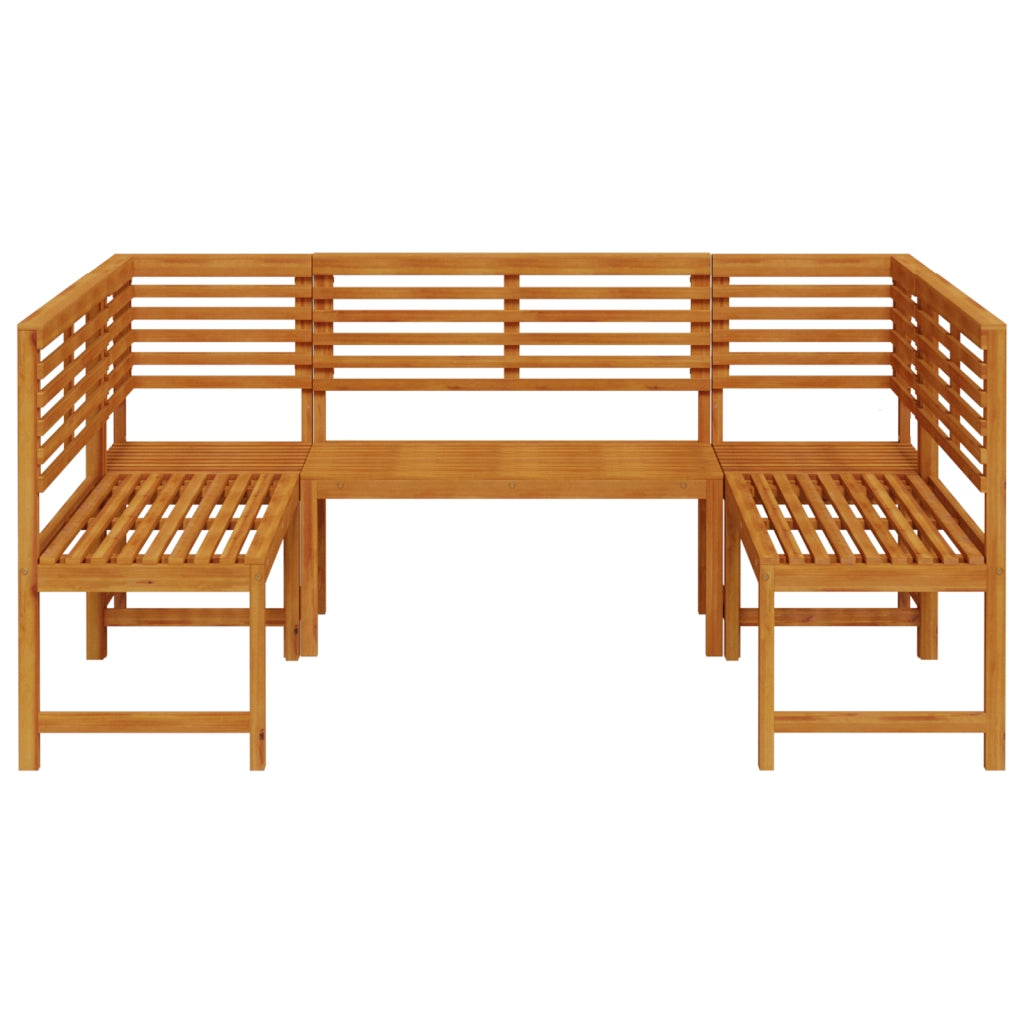 Set Panchina da Giardino 5 Pezzi in Legno Massello di Acacia