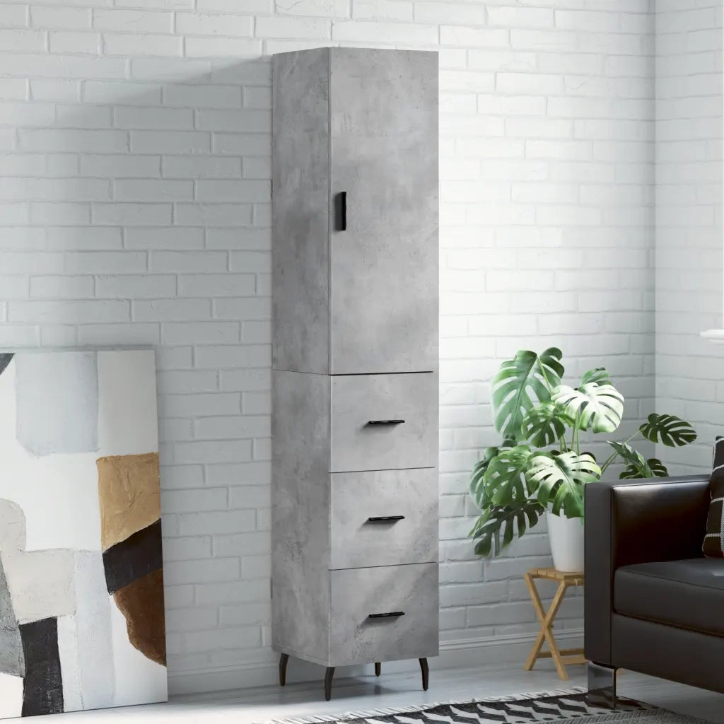 Credenza-Buffet-Armadio da cucina Grigio Cemento 34,5x34x180 cm in Legno Multistrato 192890