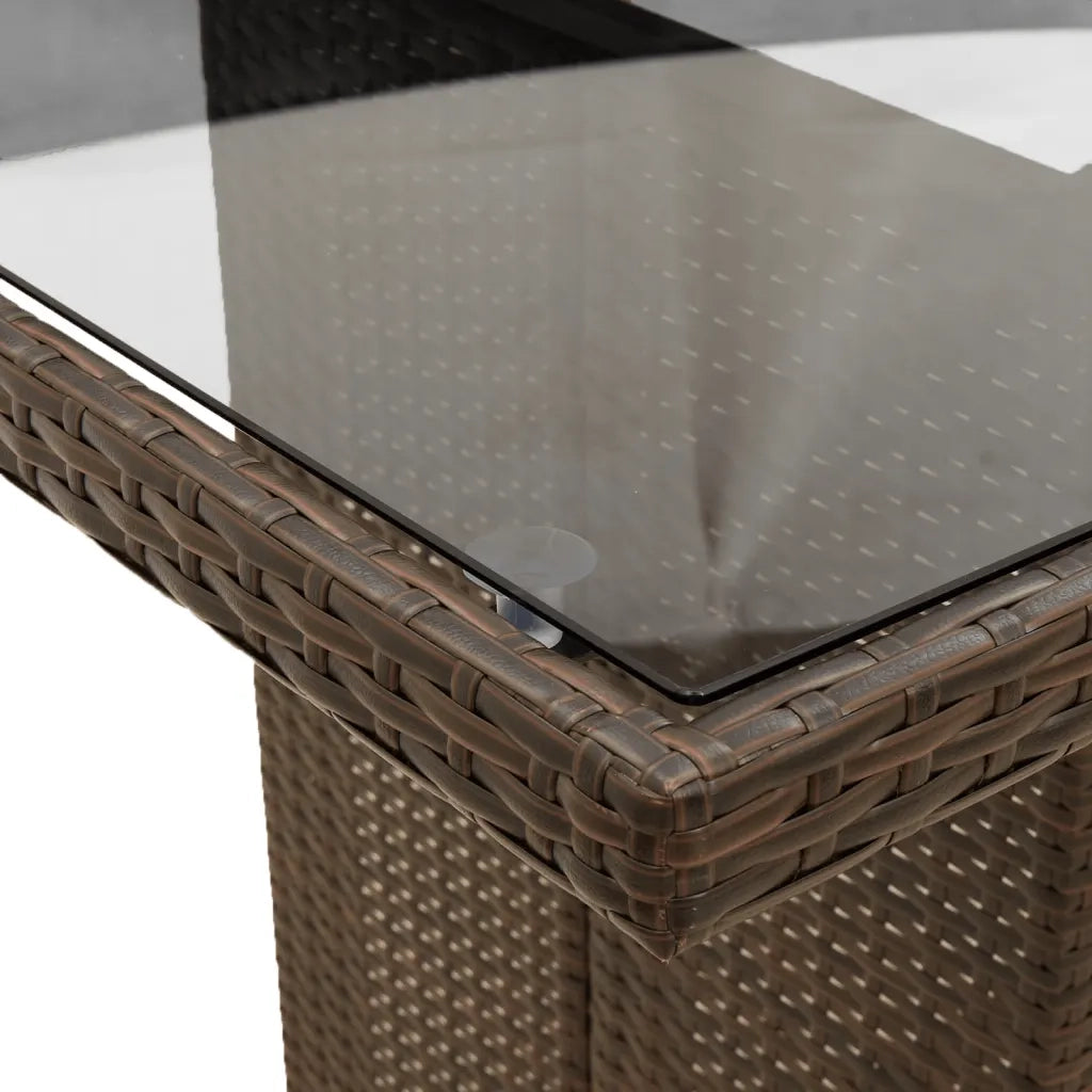 Set Bistrò da Giardino 7 pz con Cuscini in Polyrattan Marrone