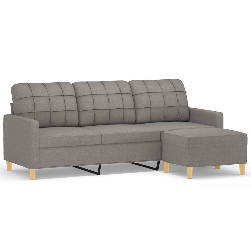 Divano a 3 Posti con Poggiapiedi-Sofa 3 Posti con Poggiapiedi Tortora 180 cm in Tessuto 362068
